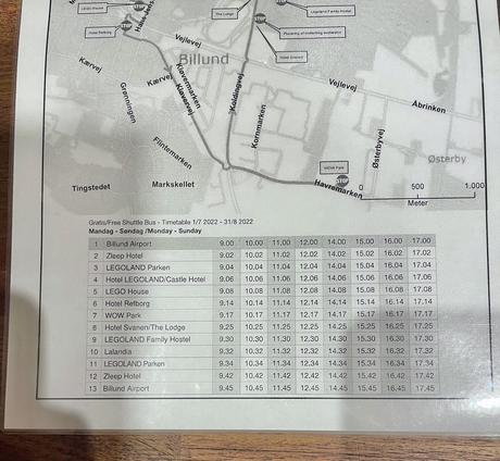 free shuttle bus Billund timetable, city shuttle bus Billund