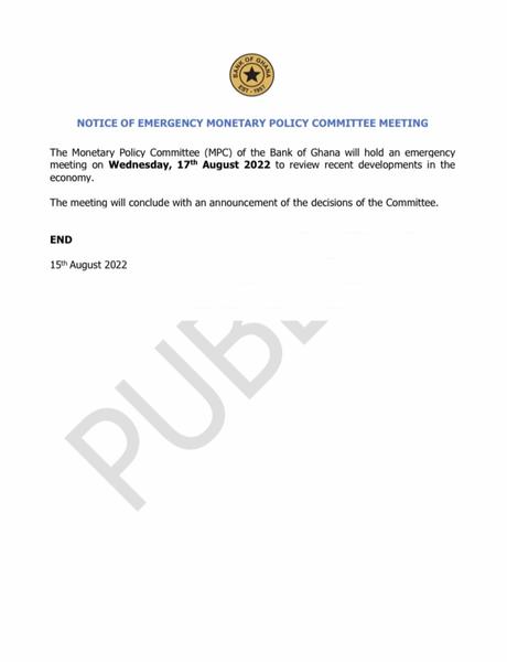 BoG announces emergency MPC meeting over recent economic woes