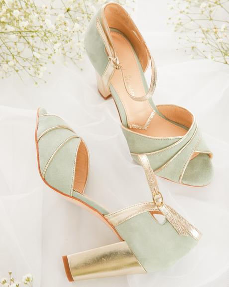 green wedding shoes heels