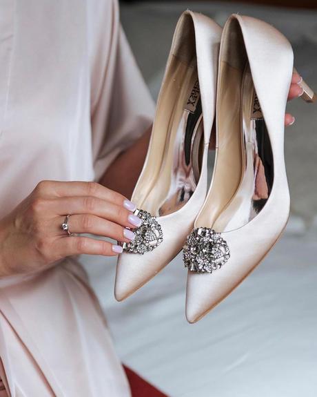 champagne wedding shoes satin
