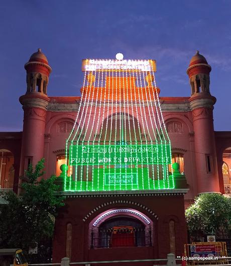 celebrating Indian Independence - buildings illuminated