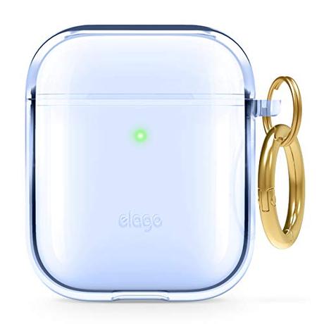 elago Clear Airpods Case with Keychain Designed for Apple Airpods 1 & 2 (Aqua Blue)