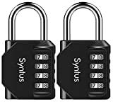 Syntus 2 Pack Combination Lock 4 Digit Padlock for School Gym Sports Locker, Case, Fence, Toolbox, Hasp Storage (Black)