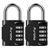 Puroma 2 Pack Combination Lock 4 Digit Outdoor Waterproof Padlock for School Gym Locker, Sports Locker, Fence, Toolbox, Gate, Case, Hasp Storage (Black)