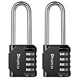 Disecu 4 Digit Combination Lock 2.5 Inch Long Shackle and Outdoor Waterproof Resettable Padlock for Gym Locker, Hasp Cabinet, Gate, Fence, Toolbox (Black, Pack of 2)