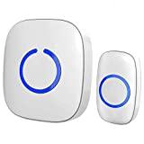 SadoTech White Wireless Doorbell & Chime For Home - Model C - 1 Push-Button Ringer, 1 Sound Receiver - Battery Operated, Waterproof, Long Range, 52 Door Bell Sounds, 4 Volumes