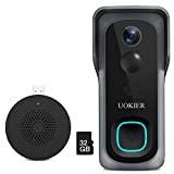 WiFi Video Doorbell Camera, Wireless Security Doorbell, 32GB Pre-Installed, Motion Detection, 1080P Wide Angle, Night Vision, Waterproof, 2-Way Audio, Cloud Storage (Optional), with Indoor Chime