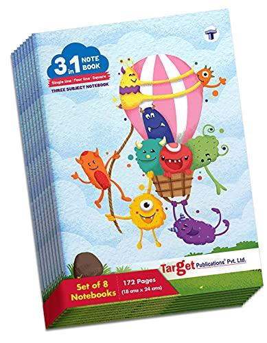 TARGET PUBLICATIONS 3 in 1 Maths Square 9 MM - 172 Pages - Pack of 8