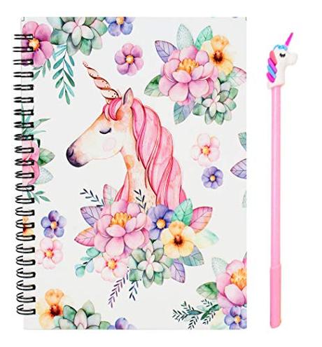 Jiada Unicorn Print Wirebound Spiral Diary Notebook A5 Size, 160 Pages