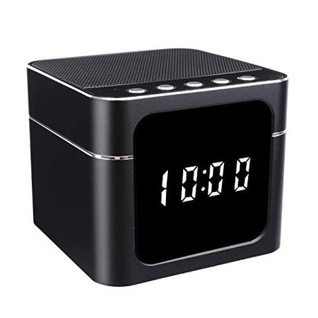 Clock Spy Camera - VKBAND Hidden Camera in Clock - Wireless Speaker WiFi Hidden Cameras Wireless IP Camera for Indoor Home Security Monitoring Nanny Cam Night Vision Motion Detection - Black