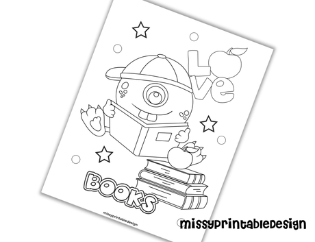 back to school coloring page monster