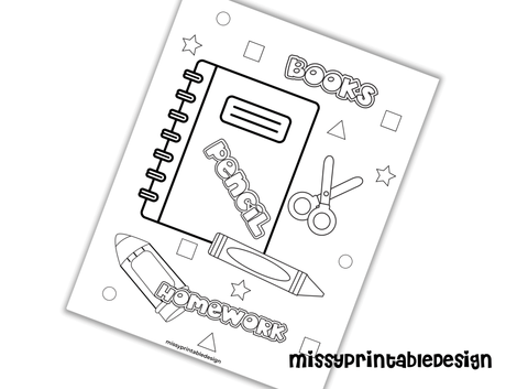 back to school coloring pages- school supplies
