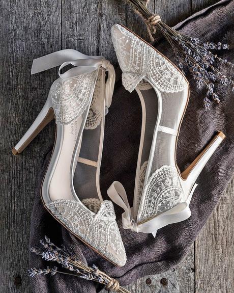 designer wedding shoes lace with heels white bellabelleshoes