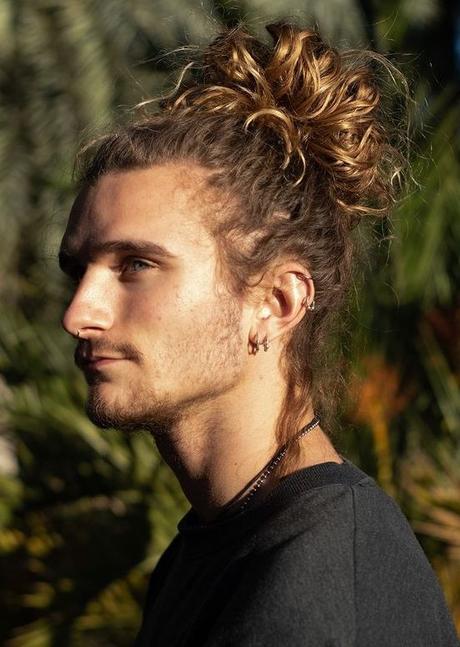 Curly Man Bun Hairstyle