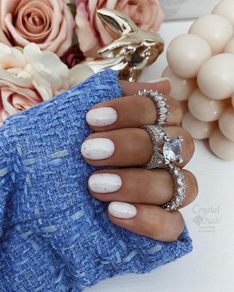 short wedding nails white