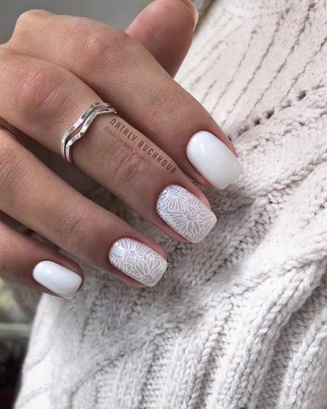 short wedding nails white