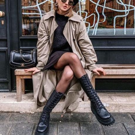 10 perfect outfits that combine with military boots-boots with trench coat