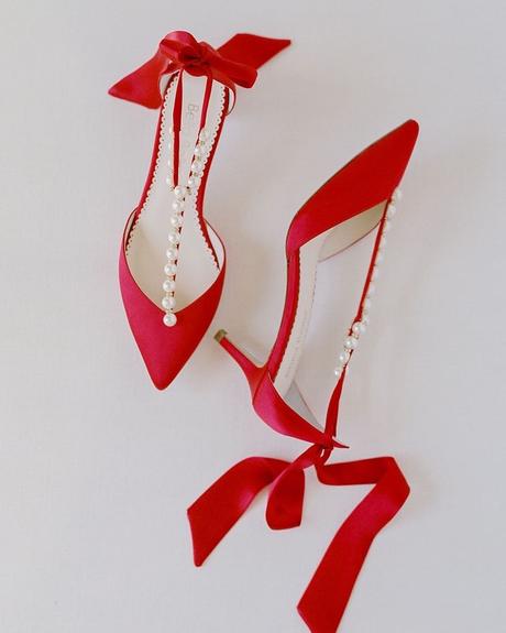 red wedding shoes low heels