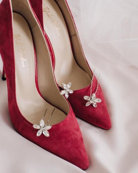 red wedding shoes velvet