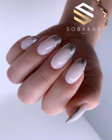 silver wedding nails french manicure