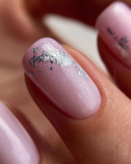 silver wedding nails pink