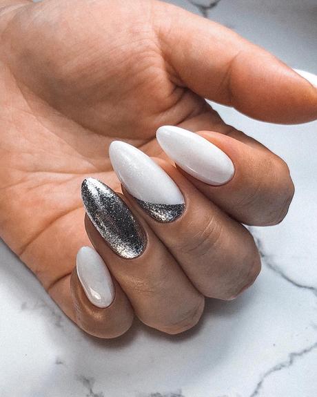 silver wedding nails white