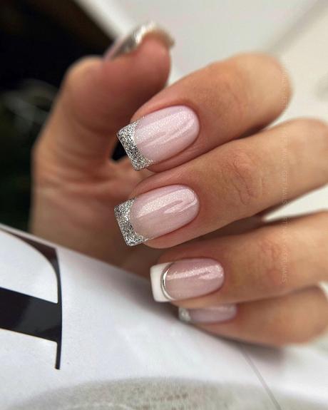 silver wedding nails french manicure