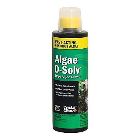 CrystalClear Algae D-Solv Pond Algae Control Treatment, for Cleaner & Clearer Pond Water, EPA Registered Algaecide, Safe for Ponds Containing Fish and Plants, Treats 5,760 Gallons, 16 Ounces