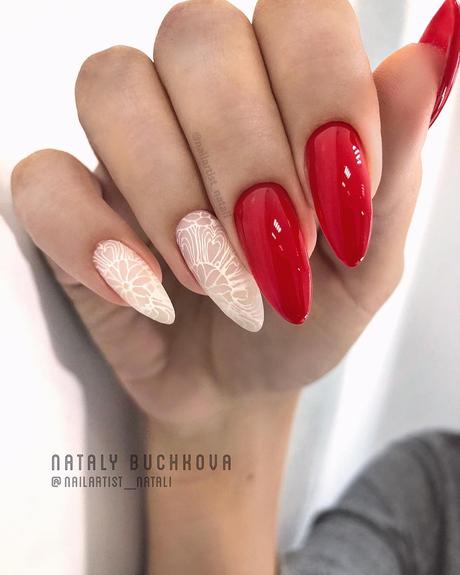 red wedding nails white