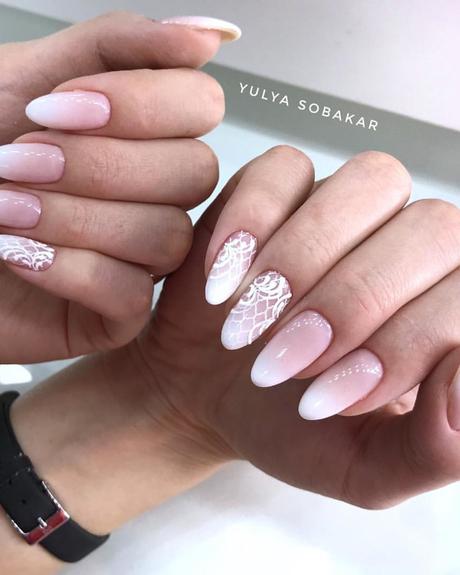 lace wedding nails ombre