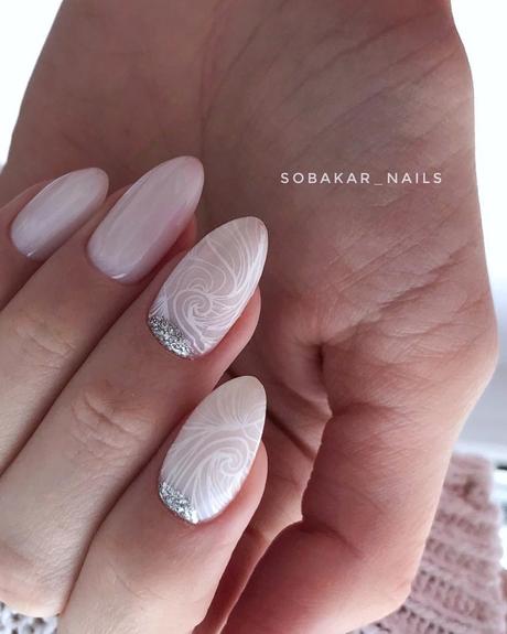lace wedding nails white