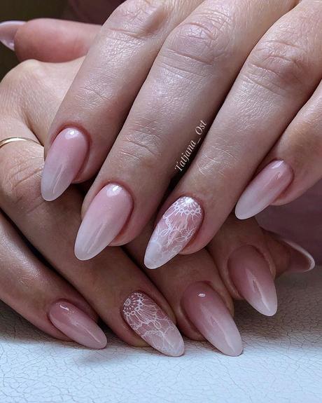 ombre wedding nails ombre with lace design tatjana_ost