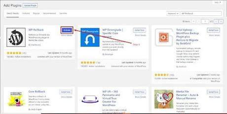 Step 6- WP Rollback WordPress plugin