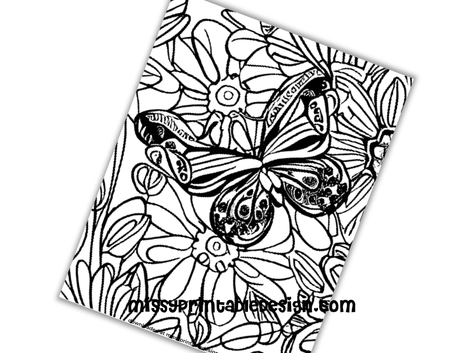 free flower butterfly coloring page