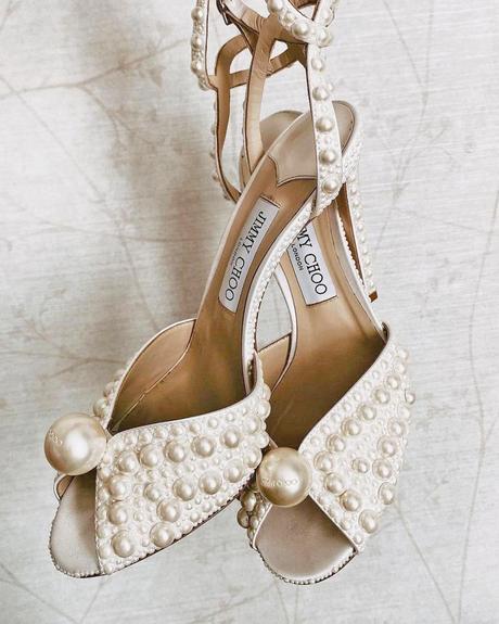 pearls jimmy choo wedding shoes with heels