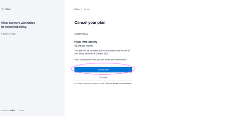 Cancelling your Subscription on HiiKER Website