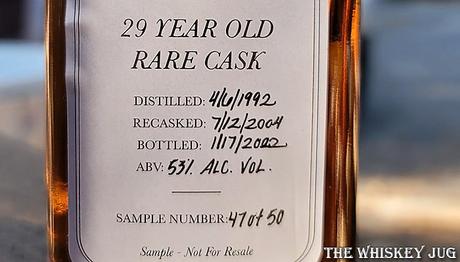 Bushmills Rare Casks 29 Years PX Finish Back Label