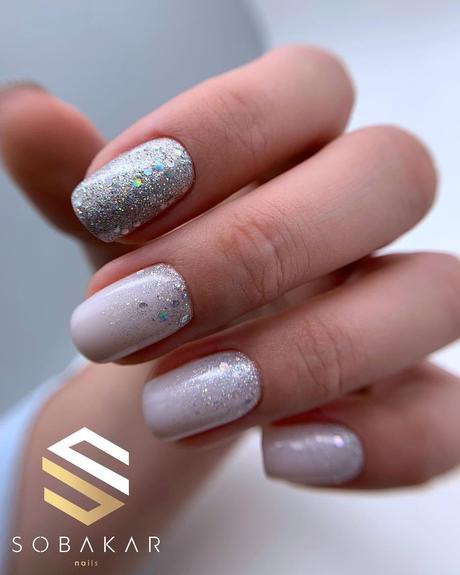 winter wedding nails glitter