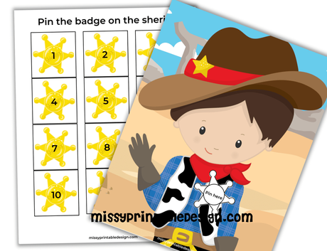 Cowboy Party Games - Pin the badge on the sheriff