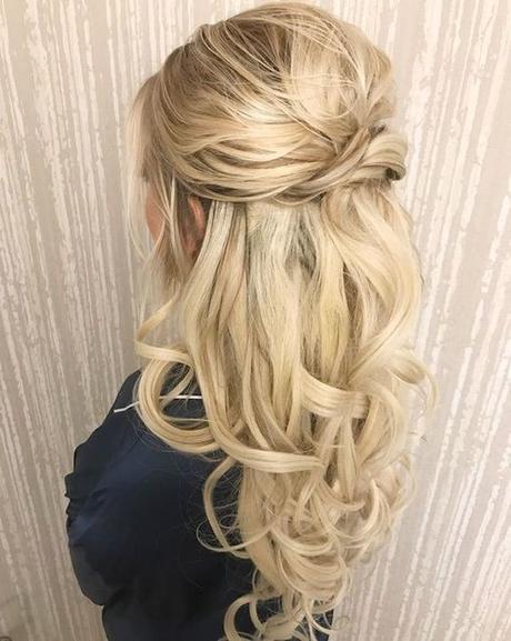 Wedding Hairstyles: Half Up, Half Down with Loose Curls Falling Down around the Face