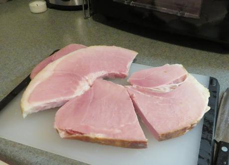 cut up ham steak