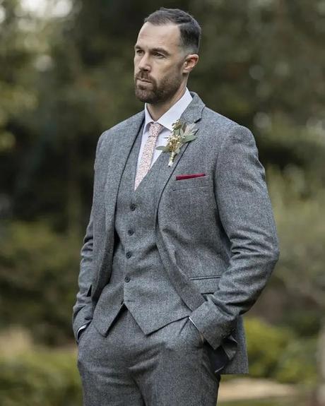 best mens wedding suits gray tweed boho hockerty men