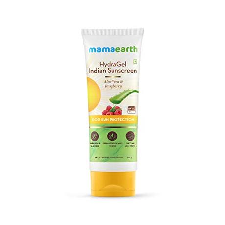 Mamaearth HydraGel Indian Sunscreen SPF 50, With Aloe Vera & Raspberry