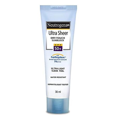 Neutrogena Ultra sheer Sunscreen, SPF 50+, Ultra light, for oily and dry skin, 30ml