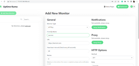 How to control website and app with Uptime Kuma