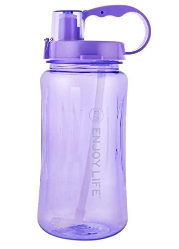 Crevizon 3 Liter Gym Water Bottle One Click Flip Lid with Straw & Time Marker Reusable,Ideal for...