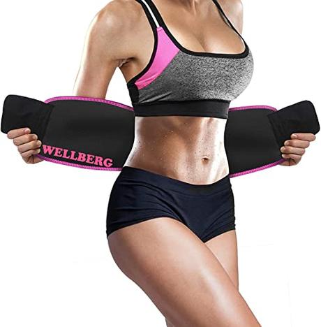 WELLBERG Waist Trimmer Sweat Slim Belt for Men & Women | Stomach Body Sweat Waist Wrap | Premium...