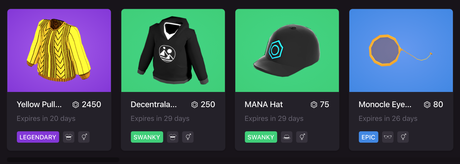 Decentraland wearables categories