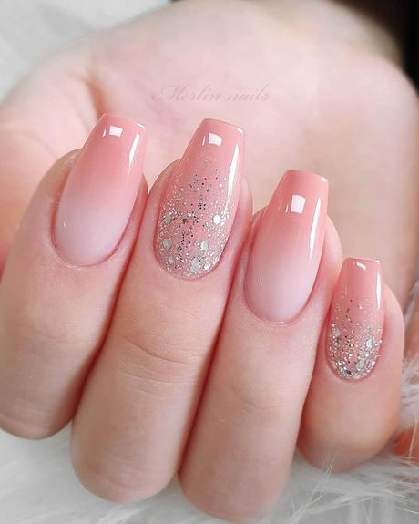 wedding nails with glitter nude ombre merlin_nails