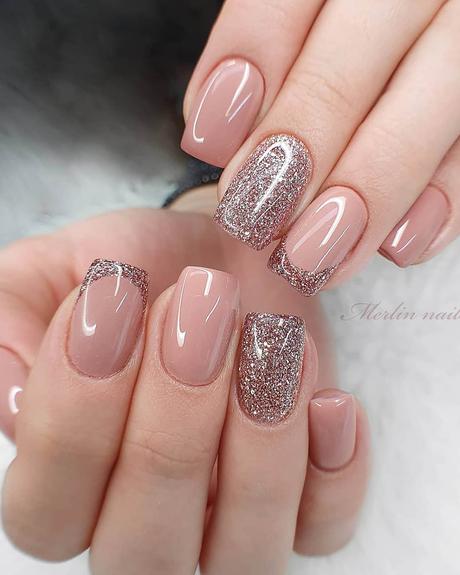 wedding nails with glitter rose gold simple merlin_nails
